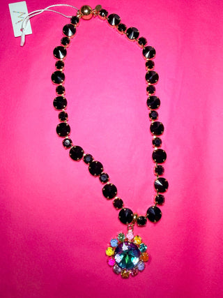 Lux Black Variety Stone Necklace - Removable Volcano Flower Gem - The Edit LLC