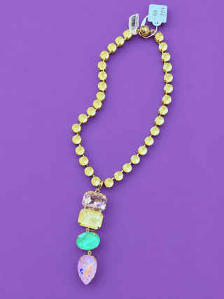 Lux Butter Yellow Gem Necklace - Removable Statement Stone Charm - The Edit LLC
