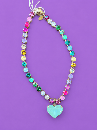 Lux Rainbow Stone Necklace - Removable Heart Gem Stone - The Edit LLC