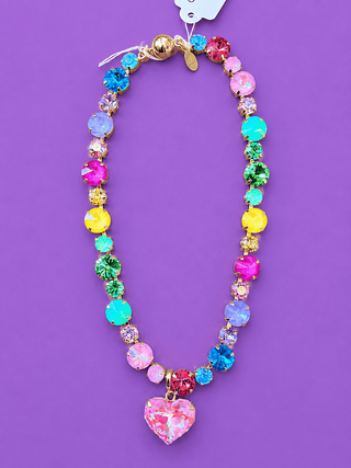 Lux Rainbow Variety Stone Necklace - Removable Heart Gem Stone - The Edit LLC