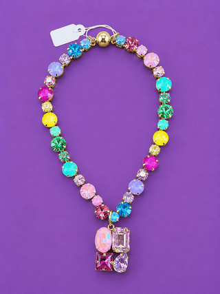 Lux Rainbow Variety Stone Necklace - Removable Multi Gem Stone - The Edit LLC
