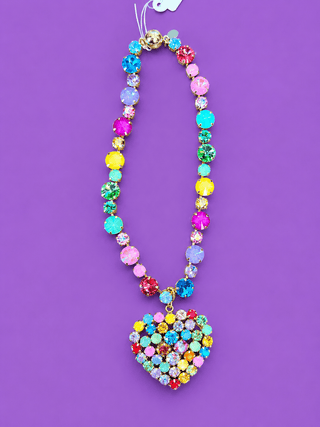 Lux Rainbow Variety Stone Necklace - Removable Multi Heart Gem Stone - The Edit LLC