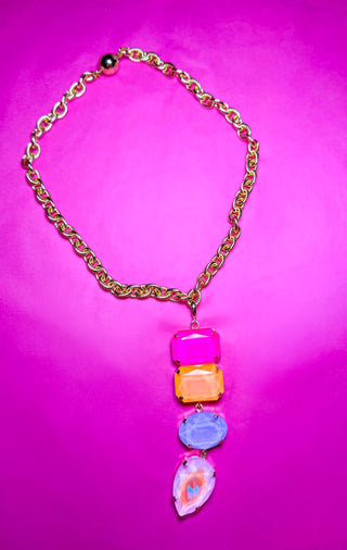 Lux Tarnish Free Gold Chain - Removable Statement Stone Charm - The Edit LLC