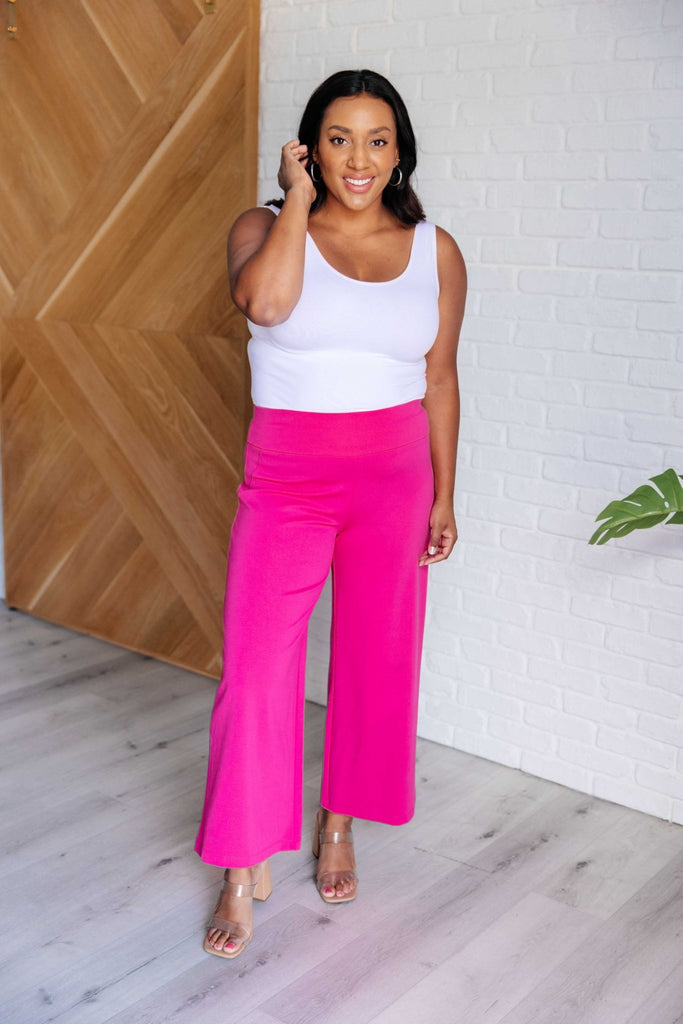 Magic Wide Leg Crop Pants in Hot Pink - The Edit LLC