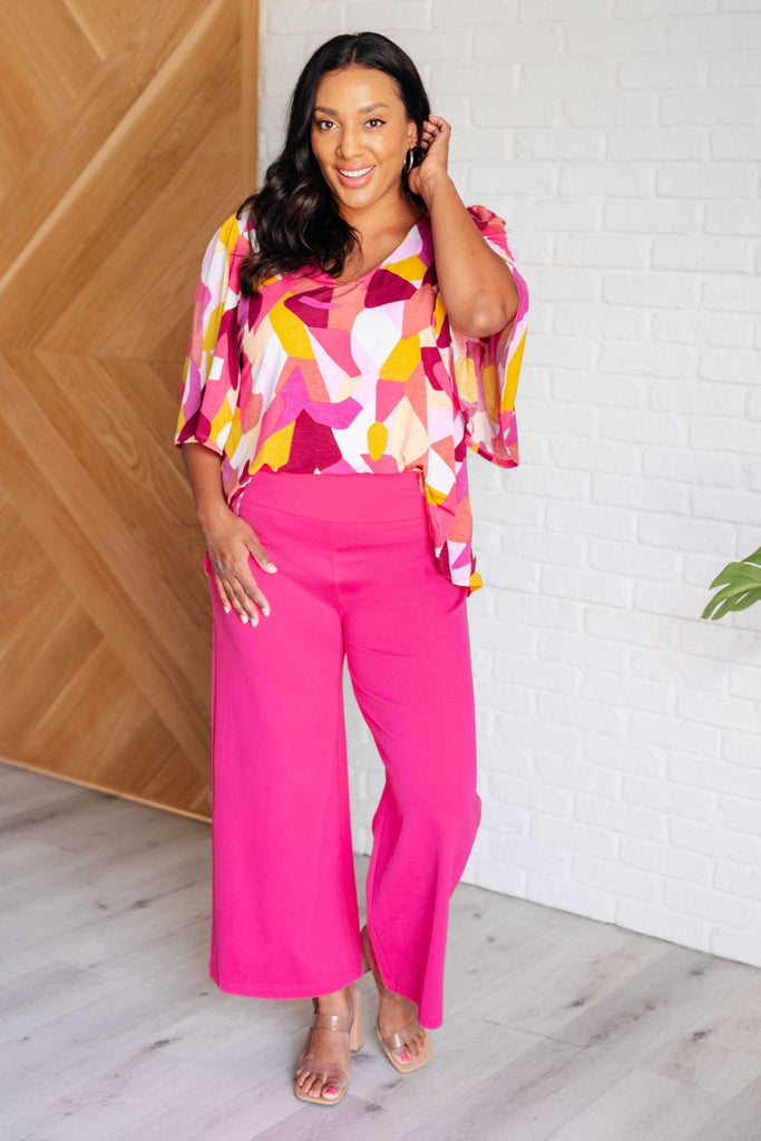 Magic Wide Leg Crop Pants in Hot Pink - The Edit LLC