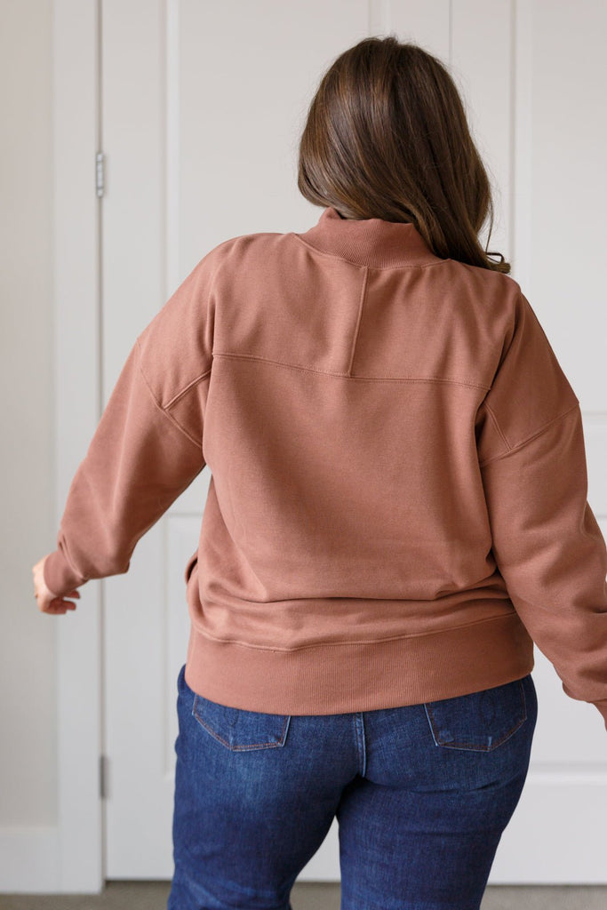 Make No Mistake Mock Neck Pullover in Cocoa - The Edit LLC