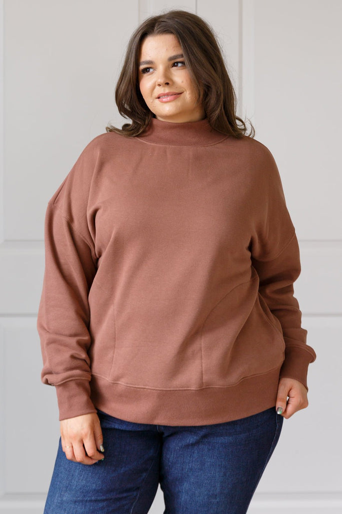 Make No Mistake Mock Neck Pullover in Cocoa - The Edit LLC