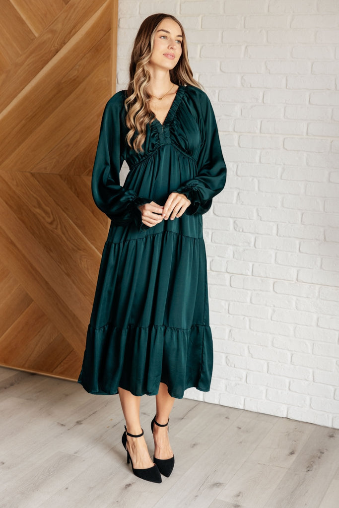 Makes Me Want to Skip Tiered Dress in Hunter Green - The Edit LLC