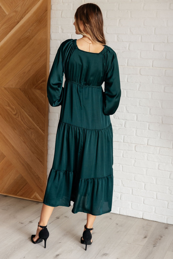 Makes Me Want to Skip Tiered Dress in Hunter Green - The Edit LLC