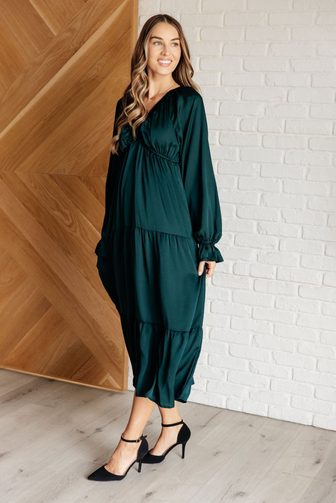 Makes Me Want to Skip Tiered Dress in Hunter Green - The Edit LLC