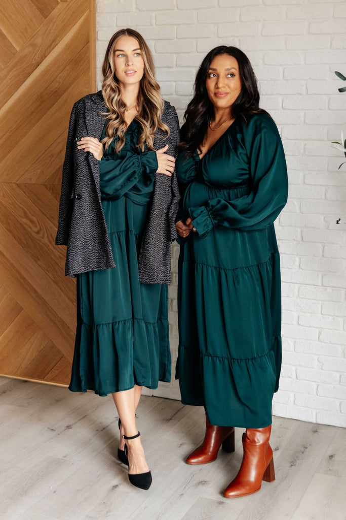 Makes Me Want to Skip Tiered Dress in Hunter Green - The Edit LLC