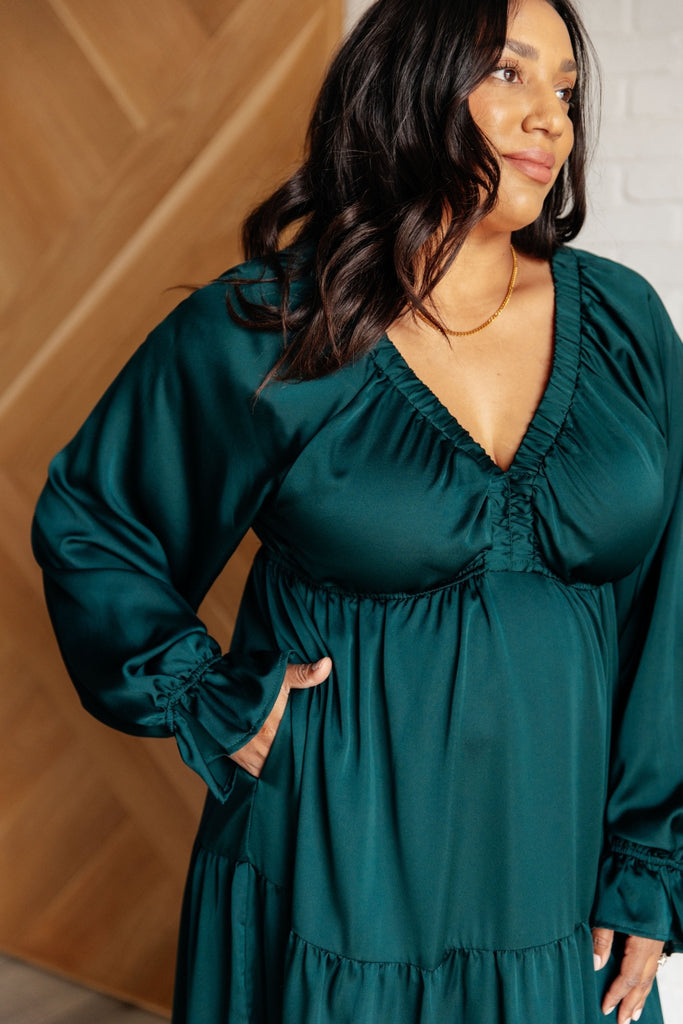 Makes Me Want to Skip Tiered Dress in Hunter Green - The Edit LLC