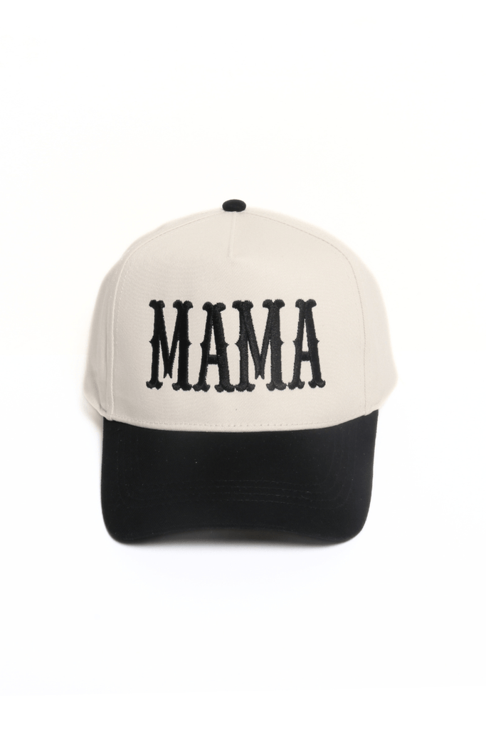 MAMA Embroidery 5 Panel Two Tone Cap: Black - The Edit LLC