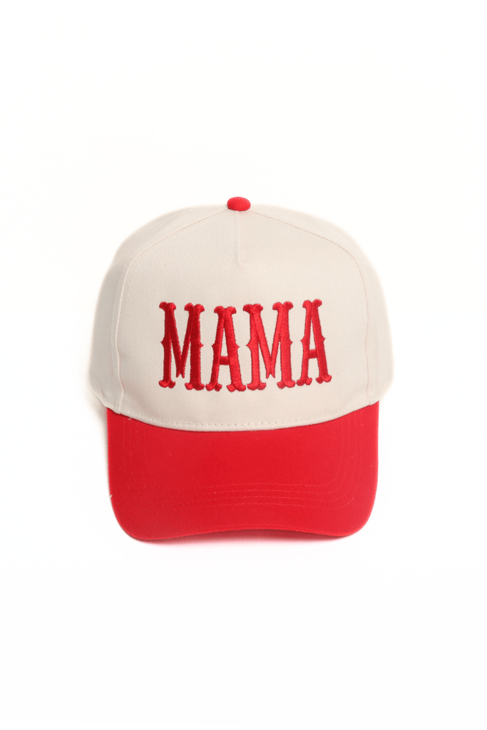 MAMA Embroidery 5 Panel Two Tone Cap: Pink - The Edit LLC