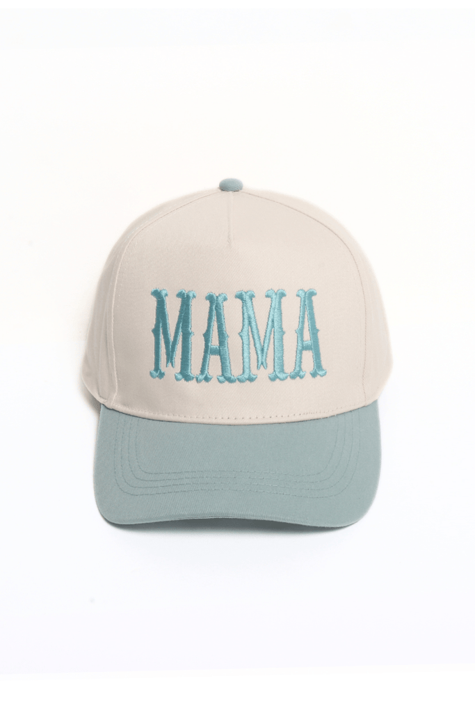 MAMA Embroidery 5 Panel Two Tone Cap: Sage - The Edit LLC