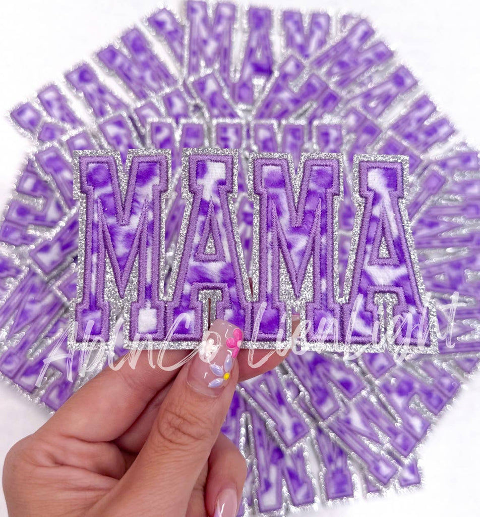 MAMA purple leopard print patch trucker hat patch iron on - The Edit LLC