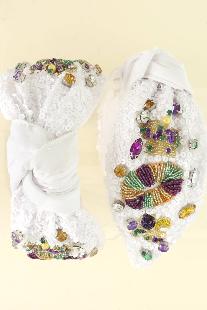 Mardi Gras Jeweled Top Knot Headband - The Edit LLC