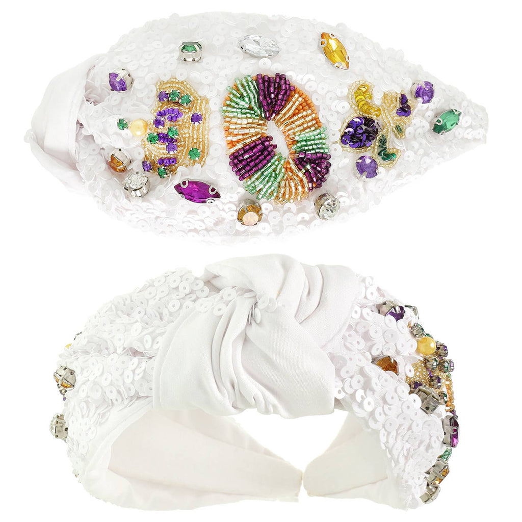 Mardi Gras Jeweled Top Knot Headband - The Edit LLC