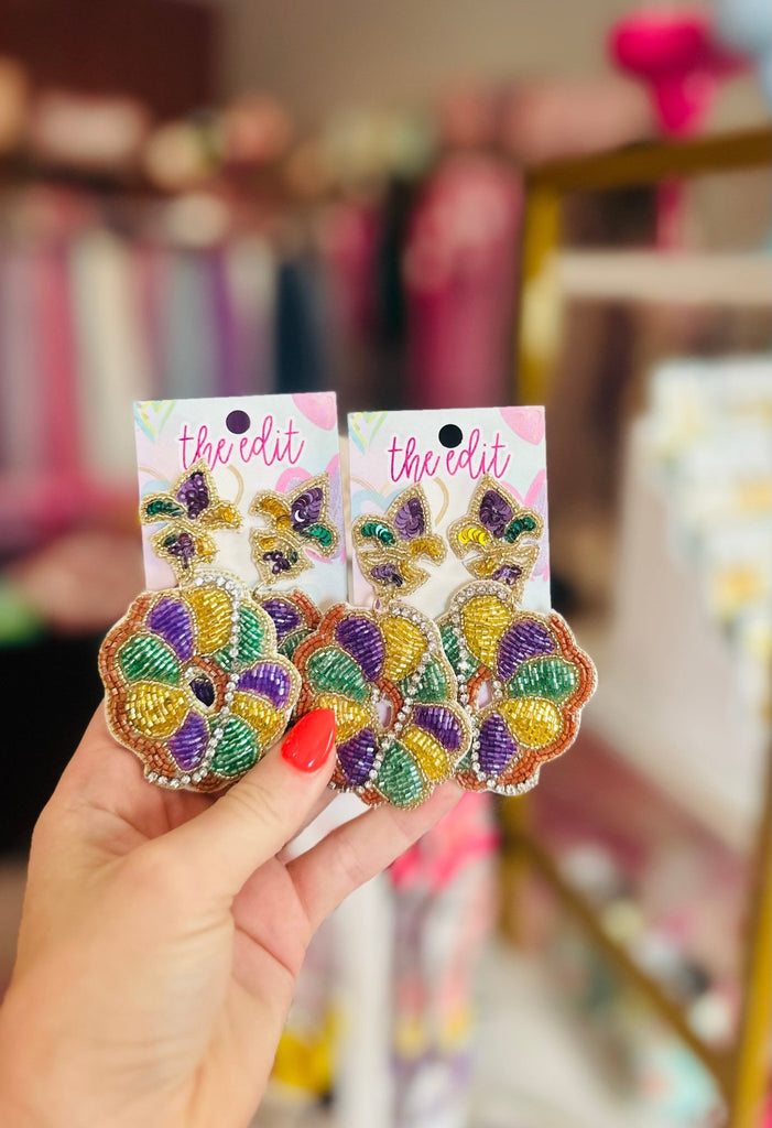 Mardi Gras King Cake Post Earrings - The Edit LLC