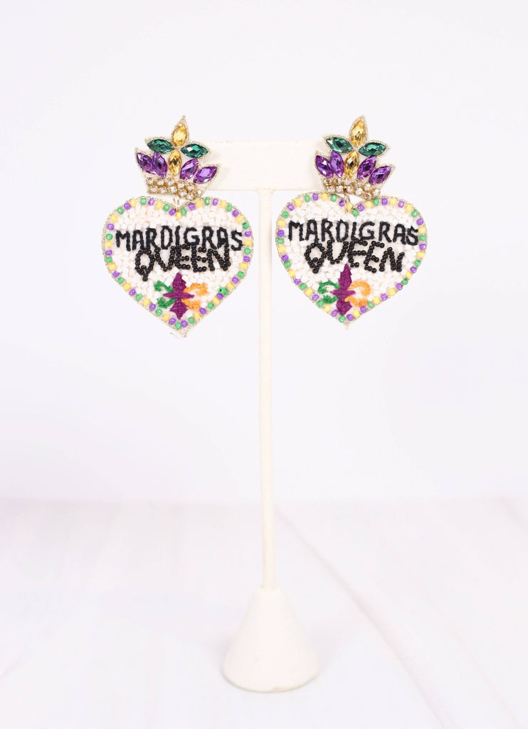 Mardi Gras Queen Earring WHITE MULTI: Default - The Edit LLC