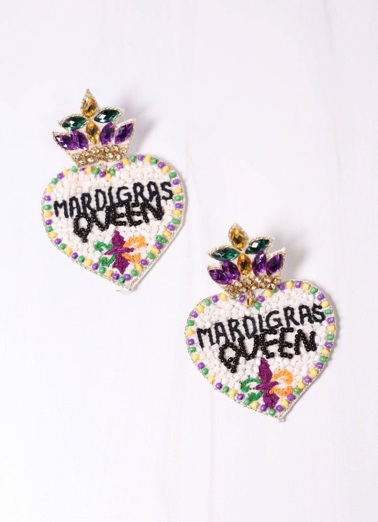 Mardi Gras Queen Earring WHITE MULTI: Default - The Edit LLC