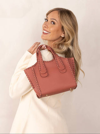 Marla Whipstitch Satchel Bag | M2683 : Brick - The Edit LLC