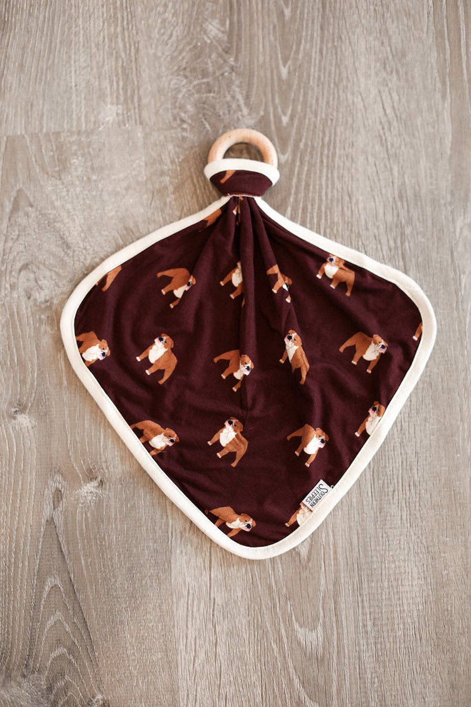 Maroon Bulldog Bamboo Lovie with Wooden Ring  - GAME DAY - The Edit LLC