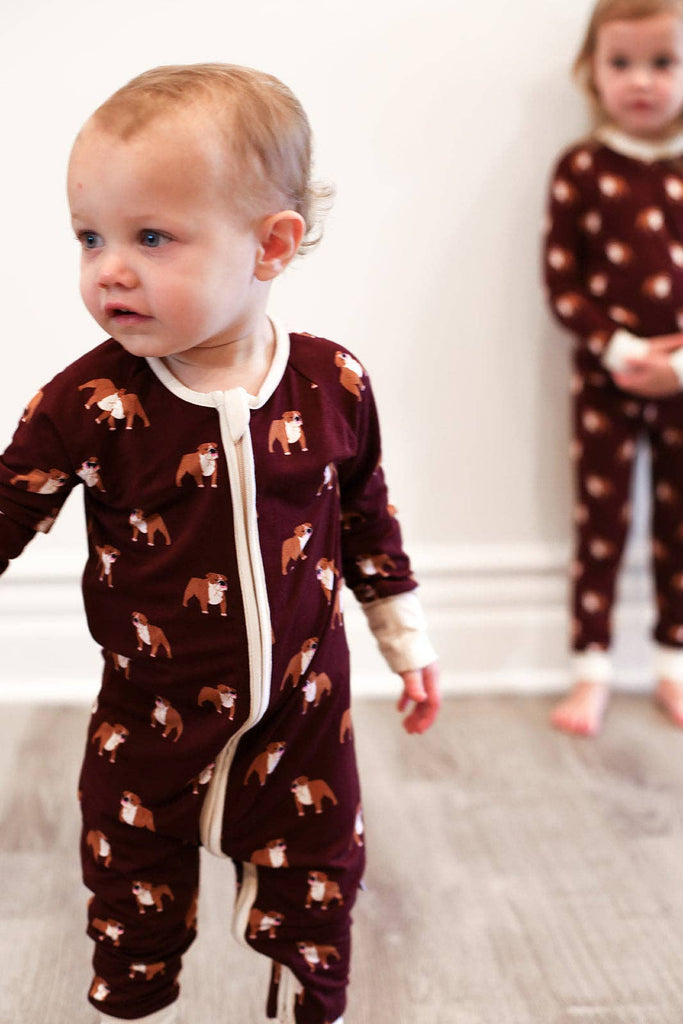 Maroon Bulldog Double Zipper Bamboo Sleeper  - GAME DAY - The Edit LLC