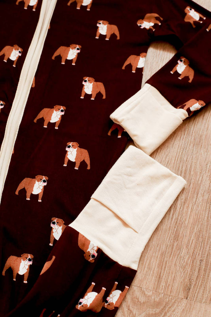 Maroon Bulldog Double Zipper Bamboo Sleeper  - GAME DAY - The Edit LLC