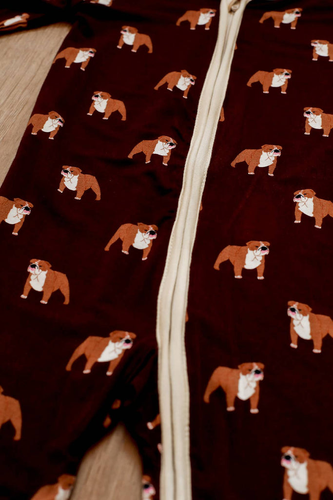 Maroon Bulldog Double Zipper Bamboo Sleeper  - GAME DAY - The Edit LLC
