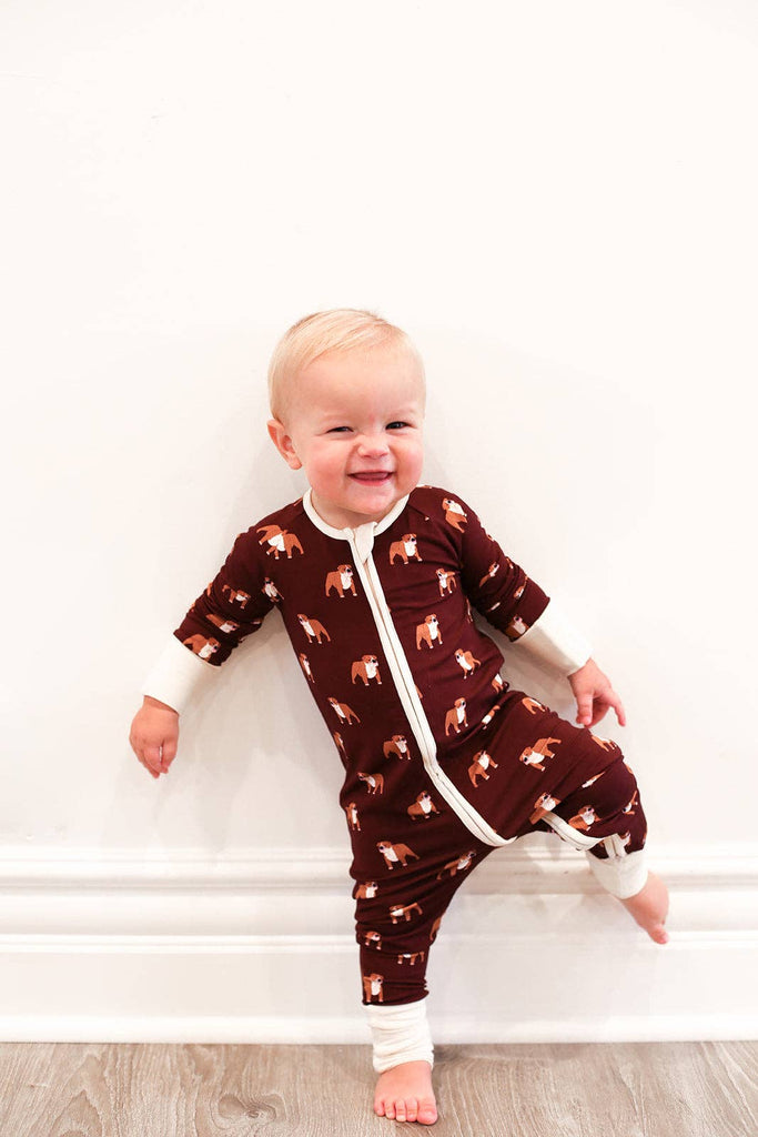 Maroon Bulldog Double Zipper Bamboo Sleeper  - GAME DAY - The Edit LLC