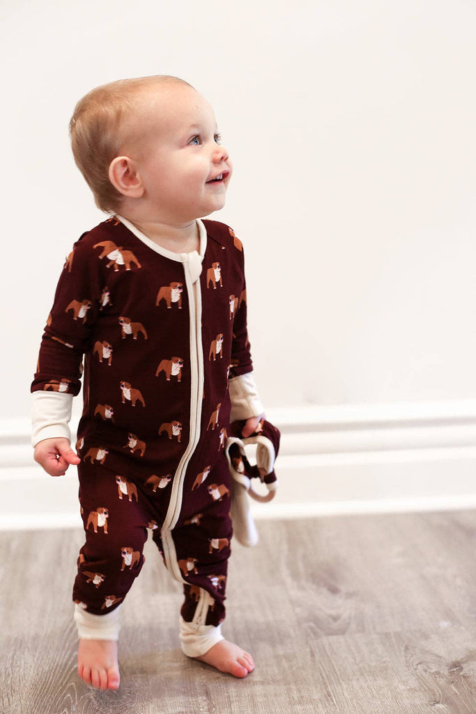 Maroon Bulldog Double Zipper Bamboo Sleeper  - GAME DAY - The Edit LLC