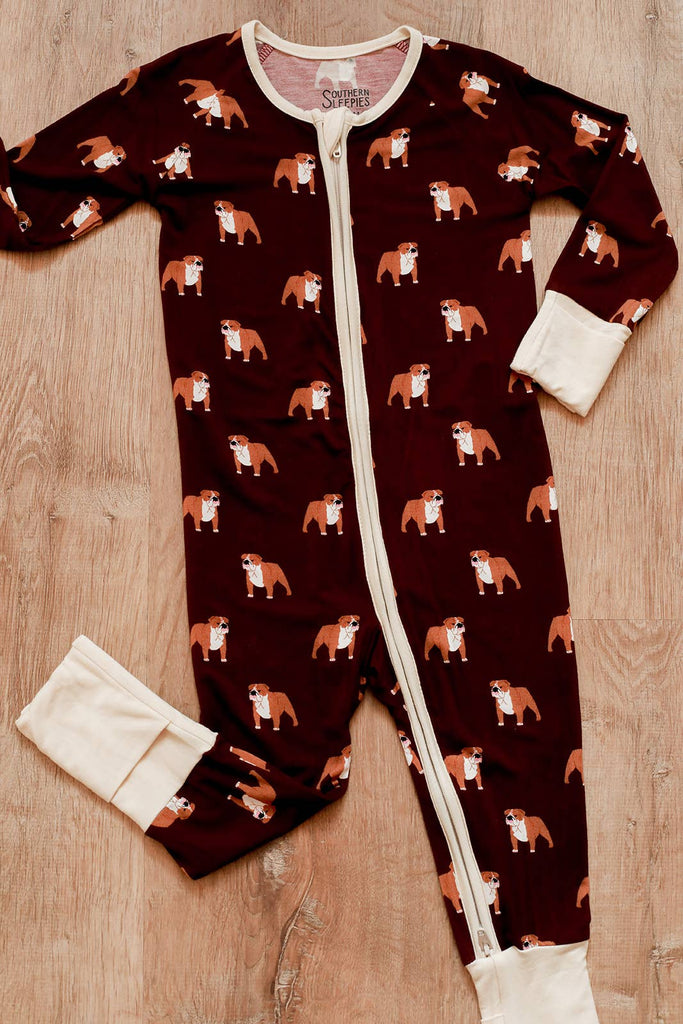 Maroon Bulldog Double Zipper Bamboo Sleeper  - GAME DAY - The Edit LLC