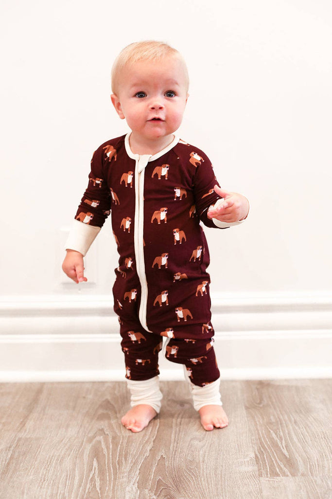 Maroon Bulldog Double Zipper Bamboo Sleeper  - GAME DAY - The Edit LLC