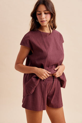 Maroon Short Set - The Edit LLC