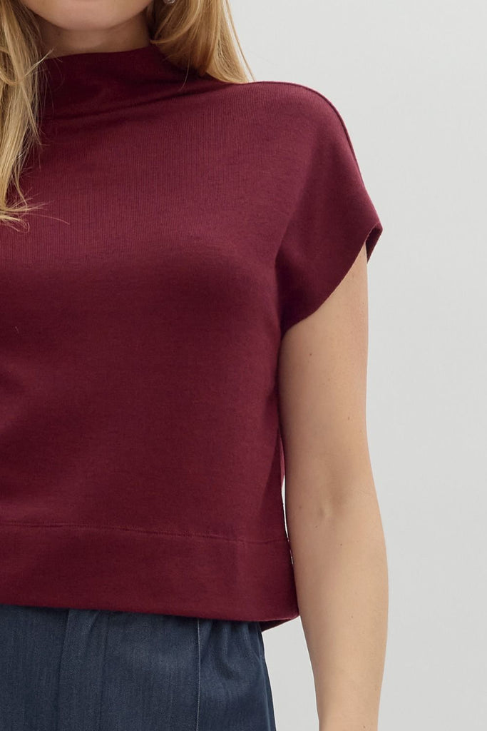Maroon Smock Neck Knit - The Edit LLC