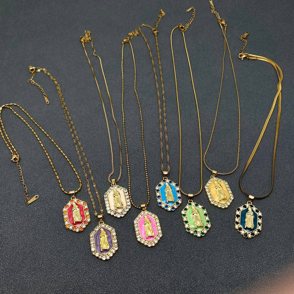 Mary，The Blessed Virgin Mother Charm Necklace: Blue - The Edit LLC