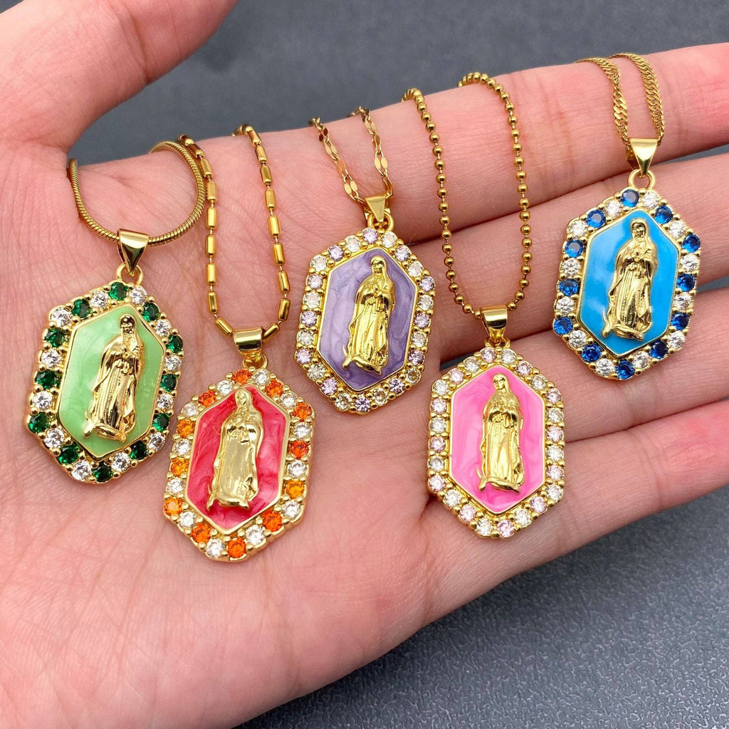 Mary，The Blessed Virgin Mother Charm Necklace: Blue - The Edit LLC