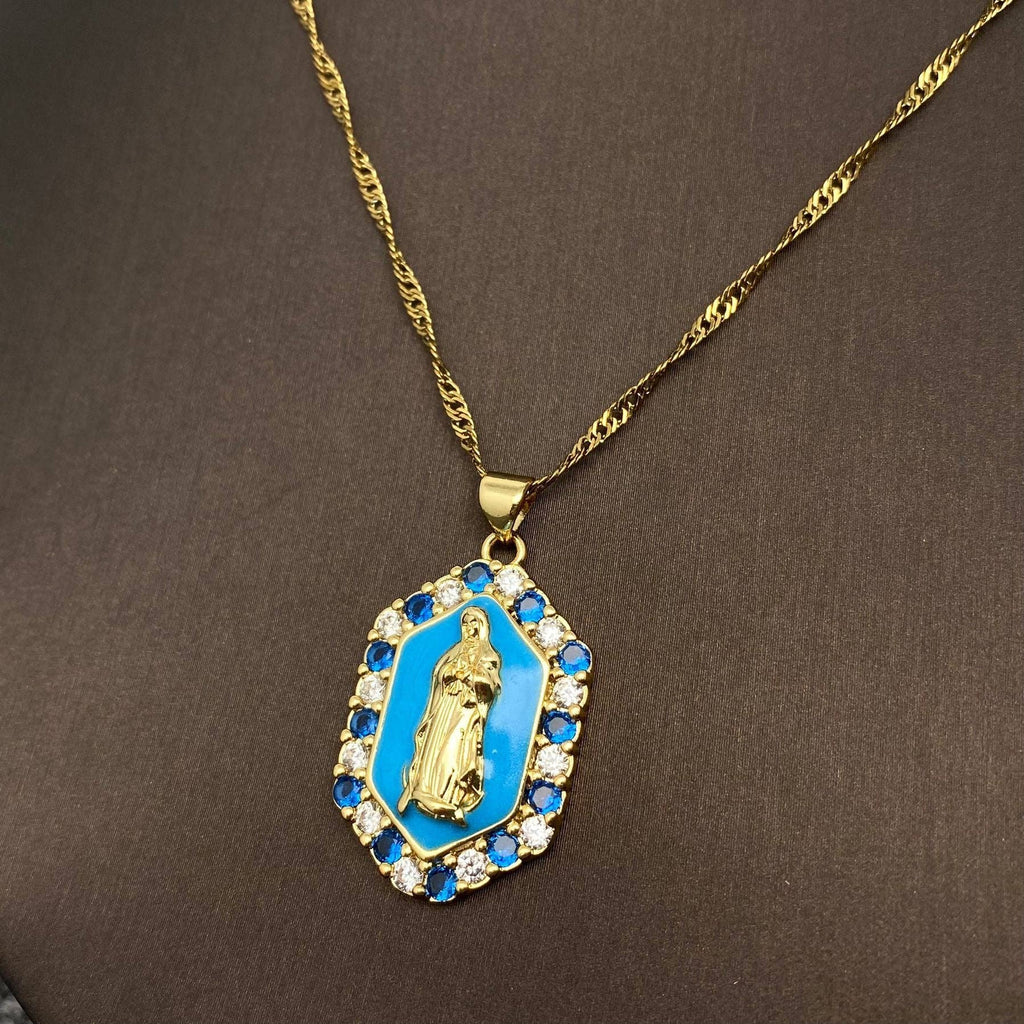 Mary，The Blessed Virgin Mother Charm Necklace: Blue - The Edit LLC