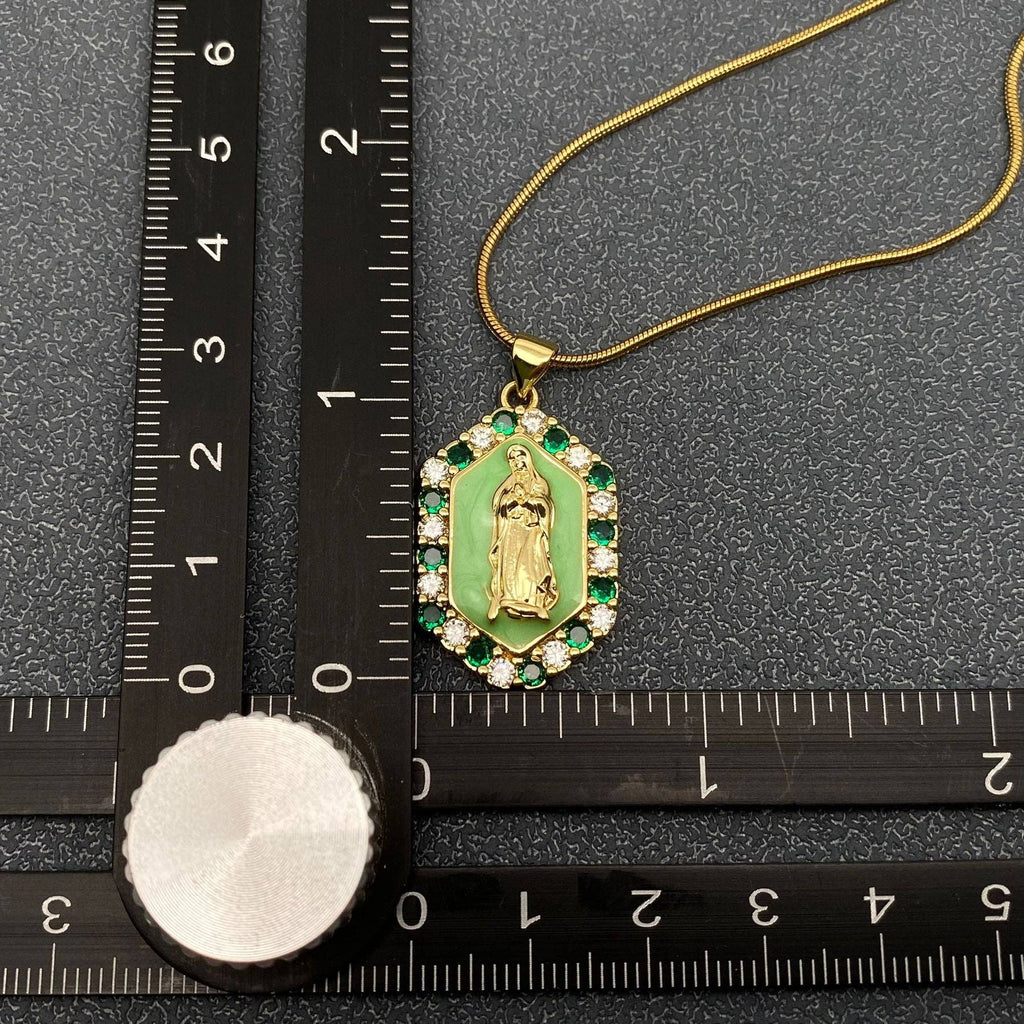 Mary，The Blessed Virgin Mother Charm Necklace: Green - The Edit LLC