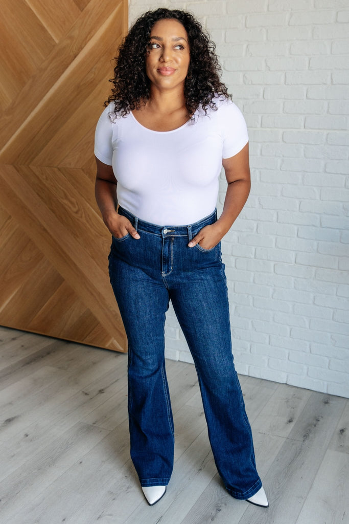 Mavis High Rise Side Seam Detail Flare Jeans - The Edit LLC