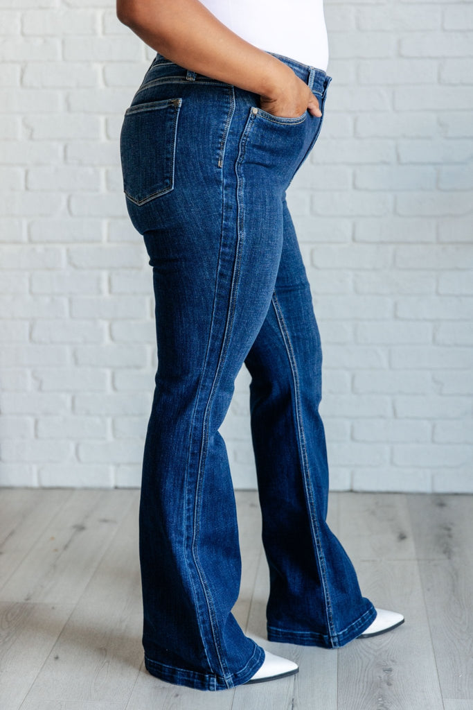 Mavis High Rise Side Seam Detail Flare Jeans - The Edit LLC