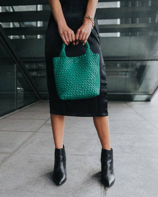 MELIE BIANCO: Eloise Green Small Recycled Vegan Tote Bag - The Edit LLC