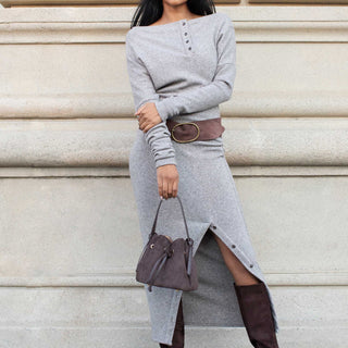 MELIE BIANCO: Laguna Mini Sage Recycled Vegan Suede Top Handle Bag - The Edit LLC