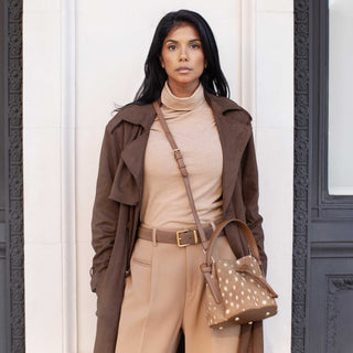 MELIE BIANCO: Laguna Mini Sage Recycled Vegan Suede Top Handle Bag - The Edit LLC