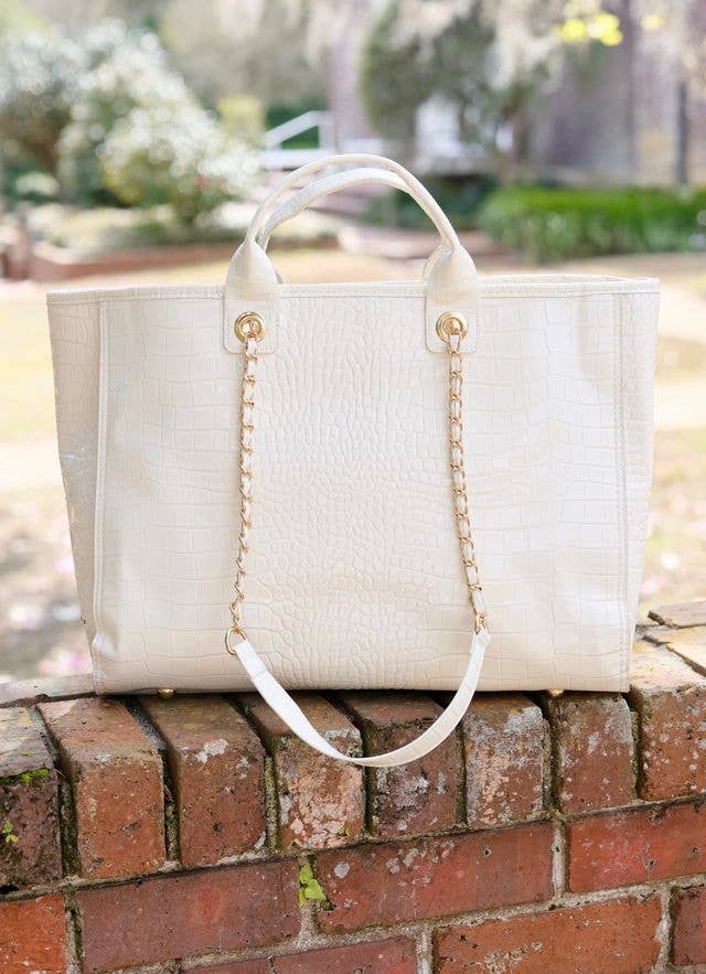 Melissa Tote Bag IVORY PATENT: Default - The Edit LLC