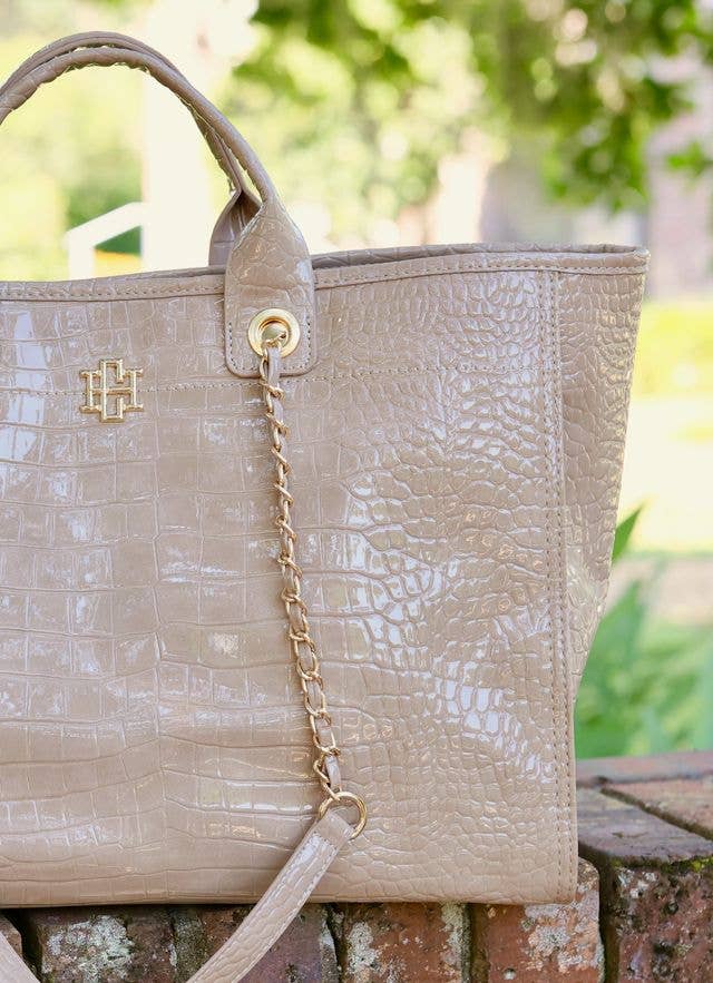 Melissa Tote Bag TAUPE PATENT: Default - The Edit LLC