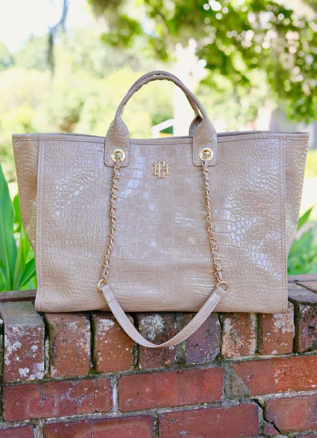 Melissa Tote Bag TAUPE PATENT: Default - The Edit LLC