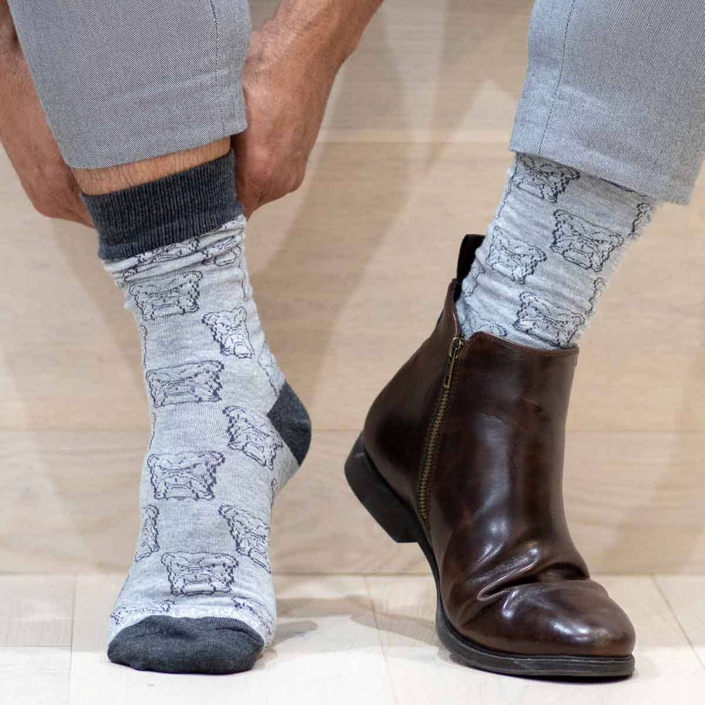 Men's Bulldog Face Socks Gray/Charcoal - The Edit LLC