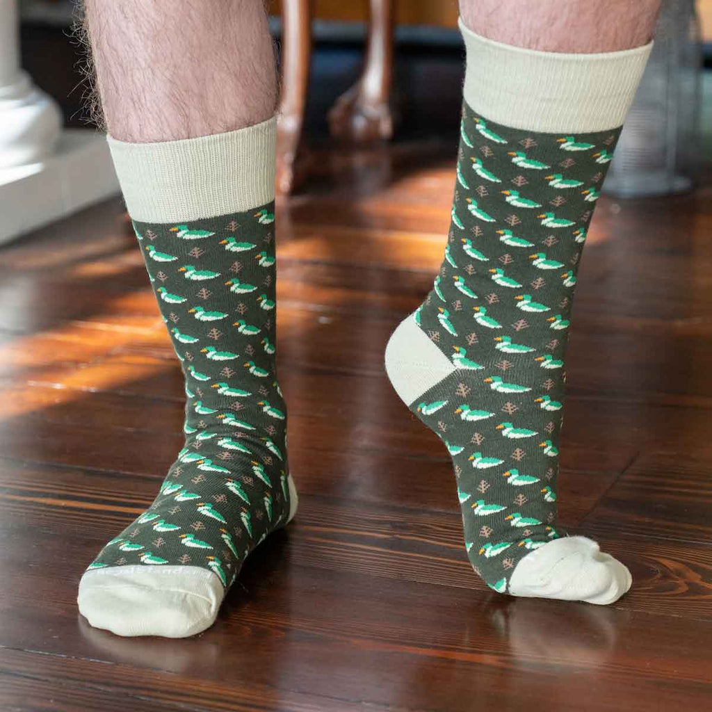 Men's Duck Socks Hunter Green/Taupe - The Edit LLC